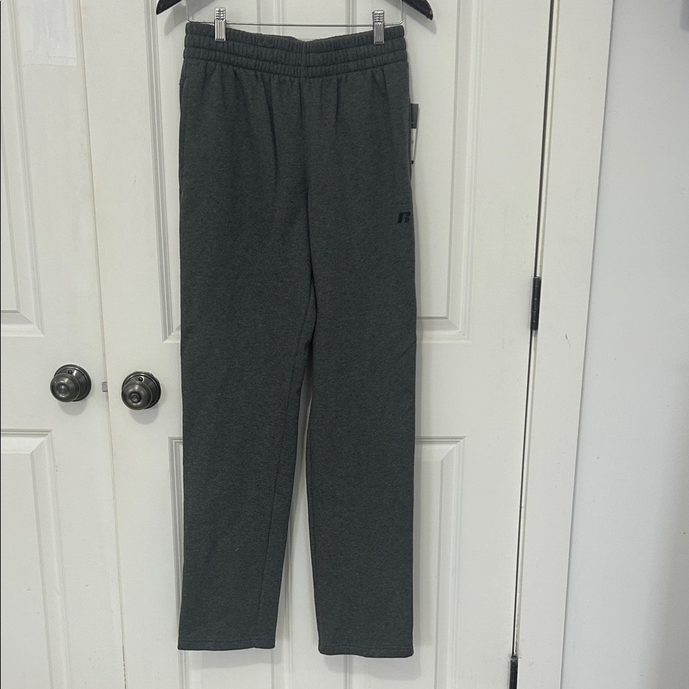 Russell Dri Power Open Bottom Mens fleece sweatpants size small charcoal grey